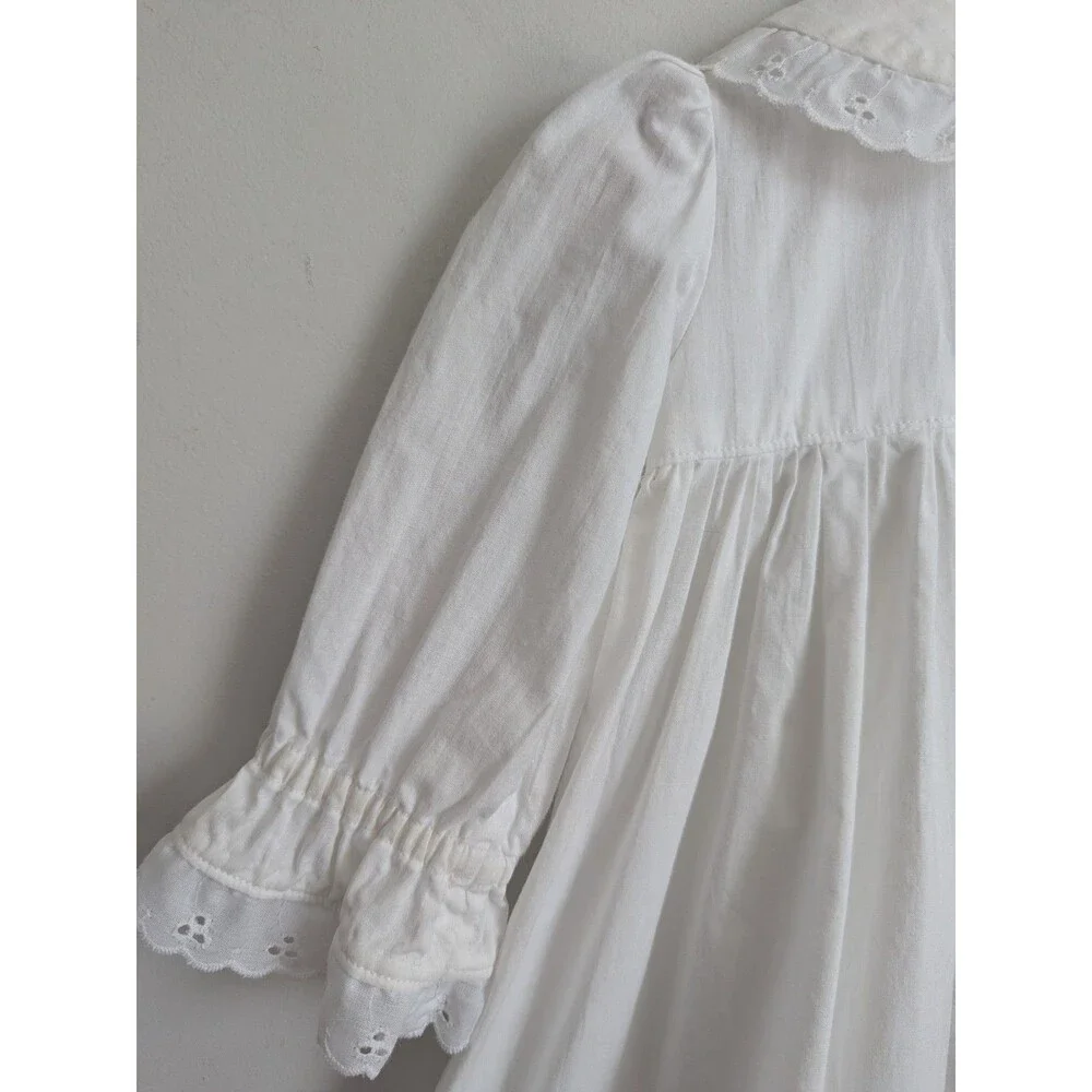 Vintage Handmade Baptism Christening Gown Slip White Cotton Eyelet Lace 31